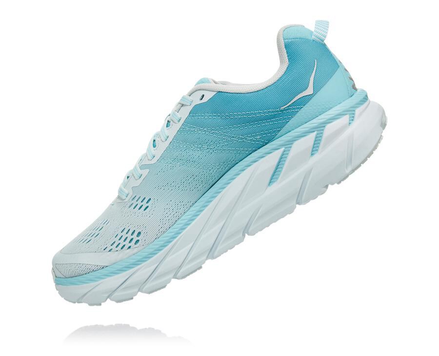 Walking Shoes Womens - Hoka One One Clifton 6 - Blue/White - SKZATYN-36